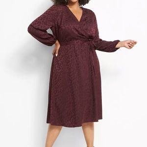 Surplice Jacquard Midi Dress